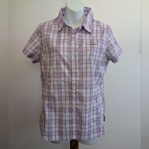 Columbia OmniShade Purple Plaid Button Down Shirt Medium